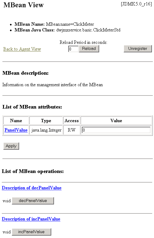 Figure 5. Detailed ClickMeter MBean view